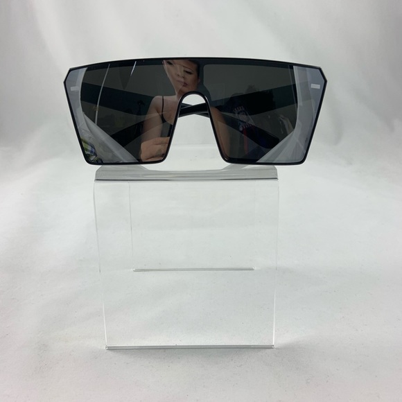 Silver metallic rectangular shield shades main image 6